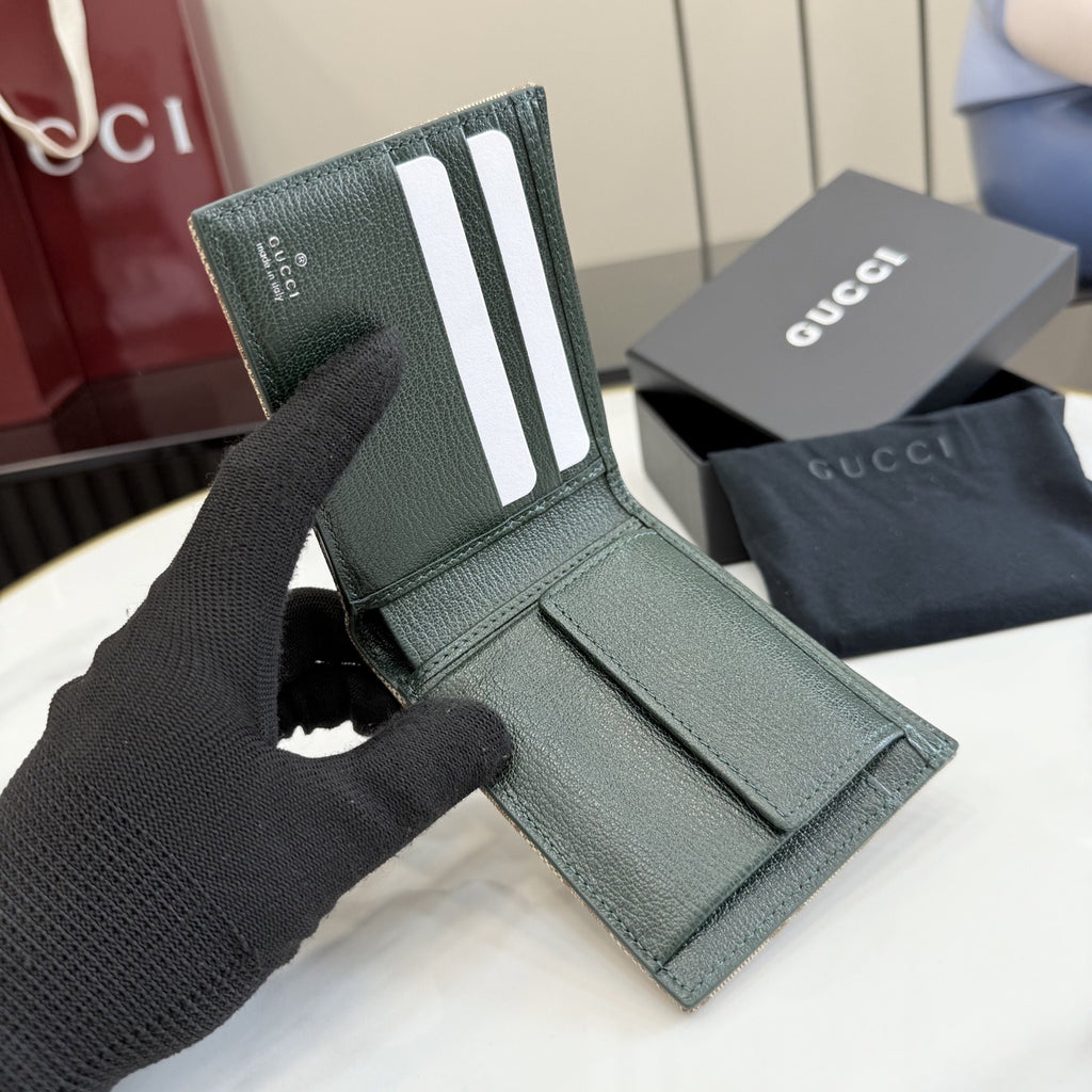Gucci Brown Canvas & Leather Logo Wallet