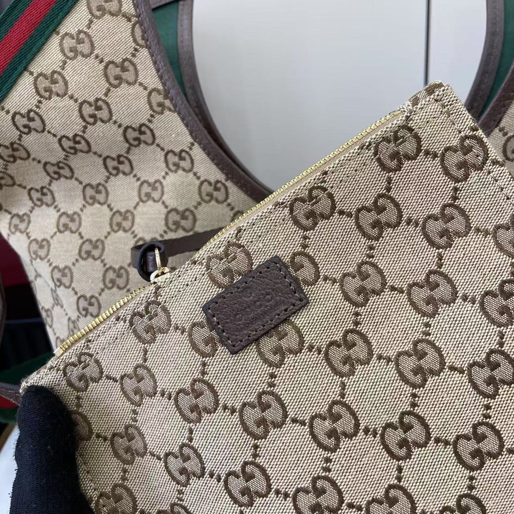 Gucci White Canvas Double G Tote Bag