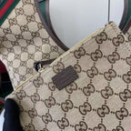 Gucci White Canvas Double G Tote Bag