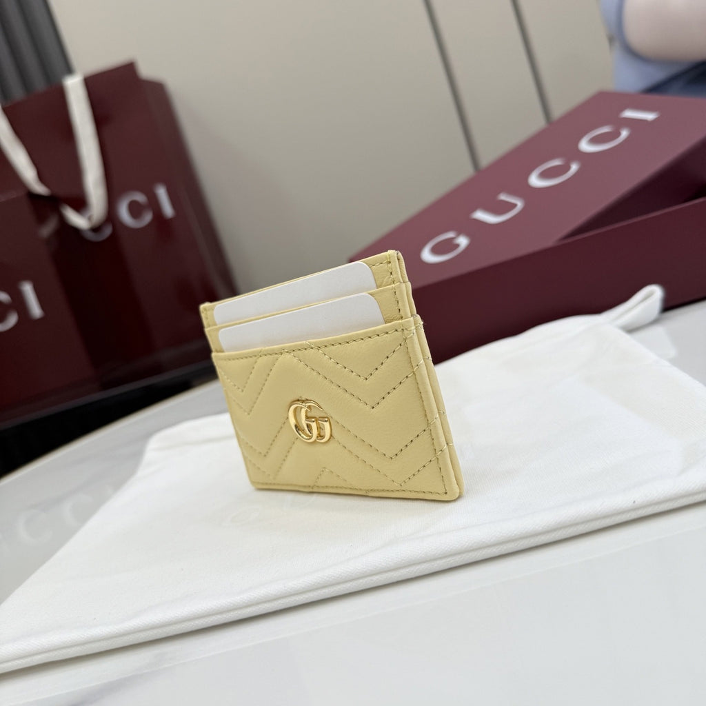 Gucci Yellow GG Marmont Card Holder