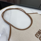 Miu Miu Brown Canvas & Leather Logo Tote Bag