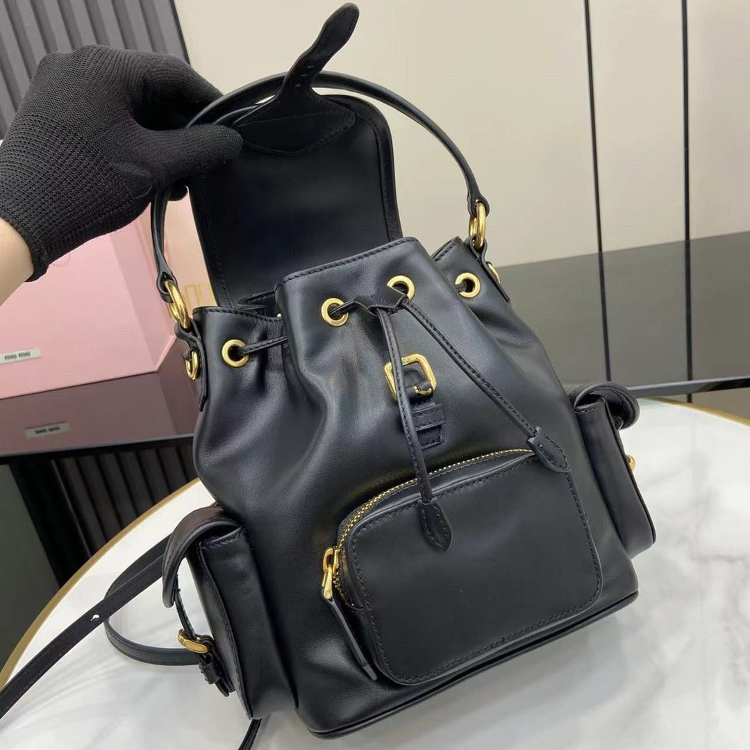 Miu Miu Black Calfskin Leather Backpack