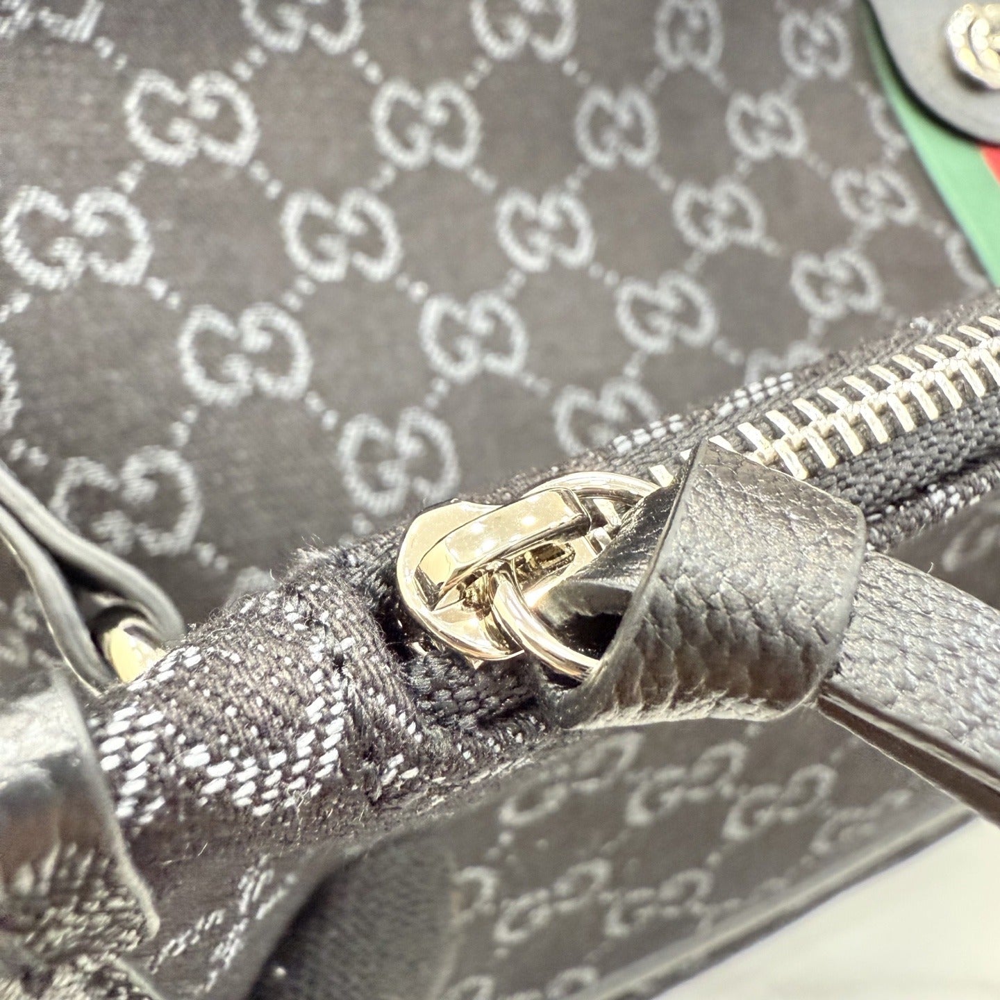 Gucci Black Leather Double G Handbag