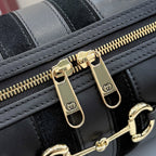Gucci Black Leather & Canvas Horsebit Handbag