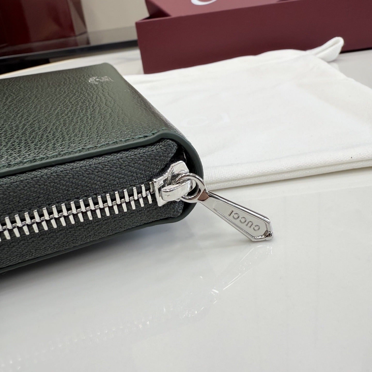 Gucci Green Leather Logo Clutch