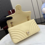 Gucci Yellow Lambskin Leather GG Marmont Shoulder Bag