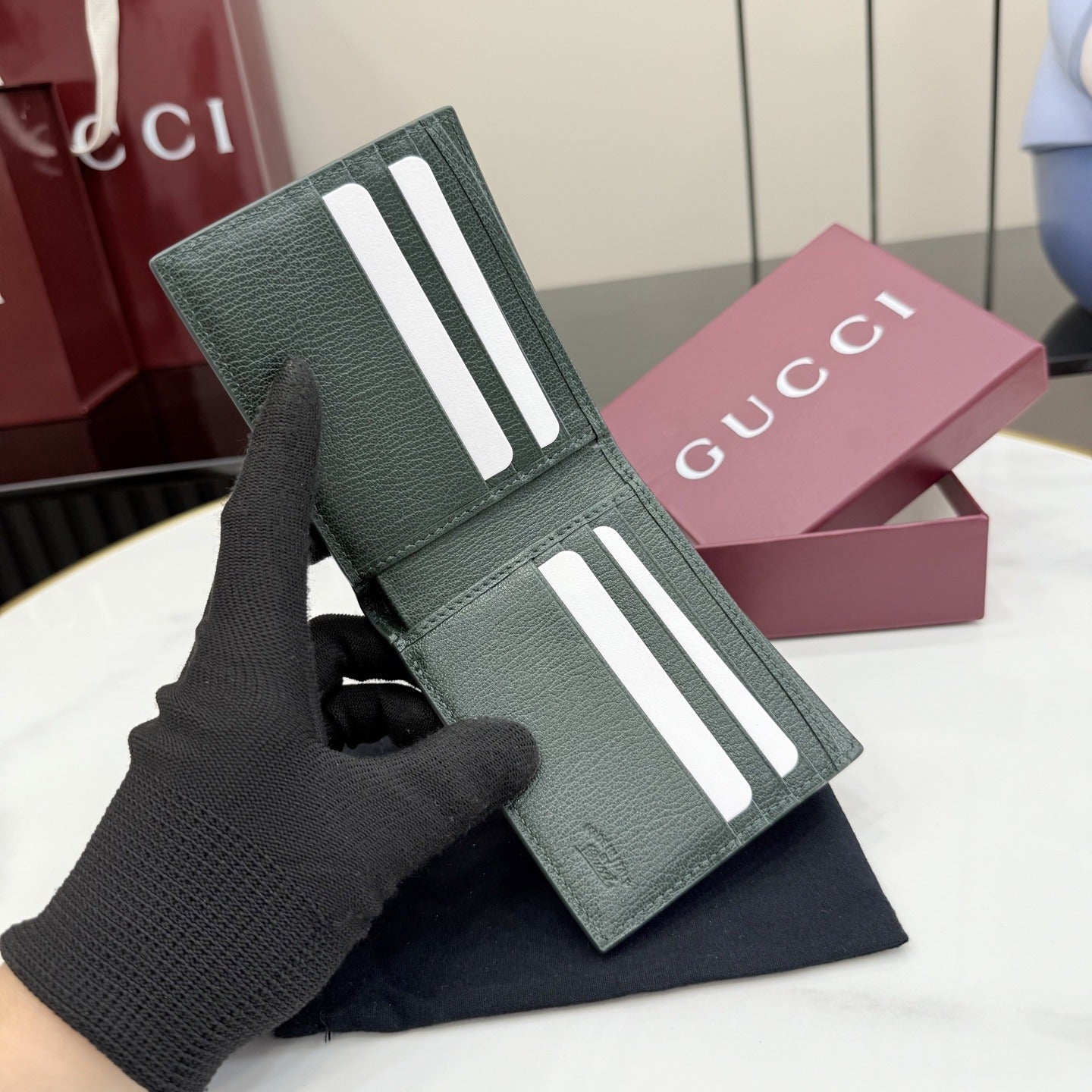 Gucci Green Leather Logo Wallet