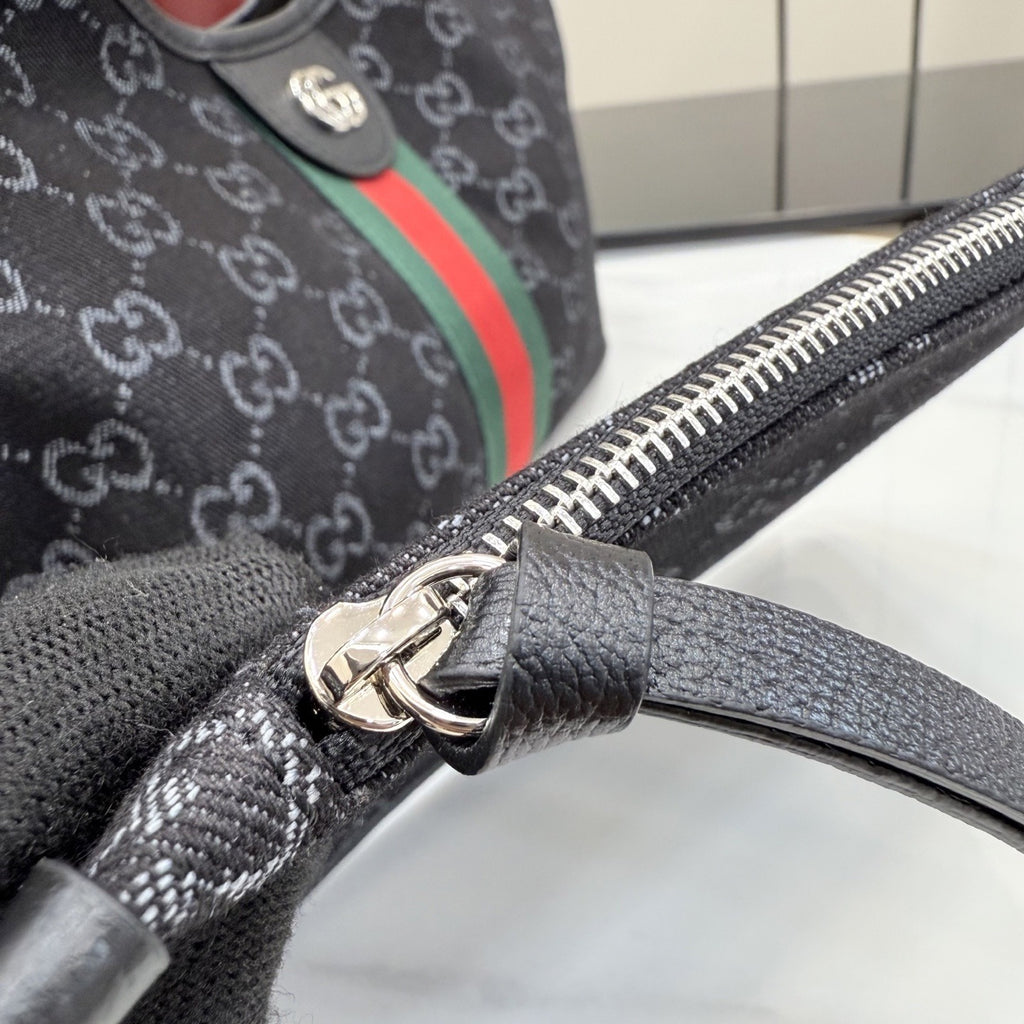 Gucci Black Denim & Leather Double G Clutch