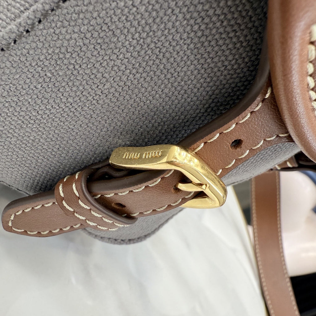 Miu Miu Brown Canvas & Calfskin Leather Backpack