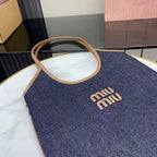 Miu Miu Black Leather Logo Tote Bag