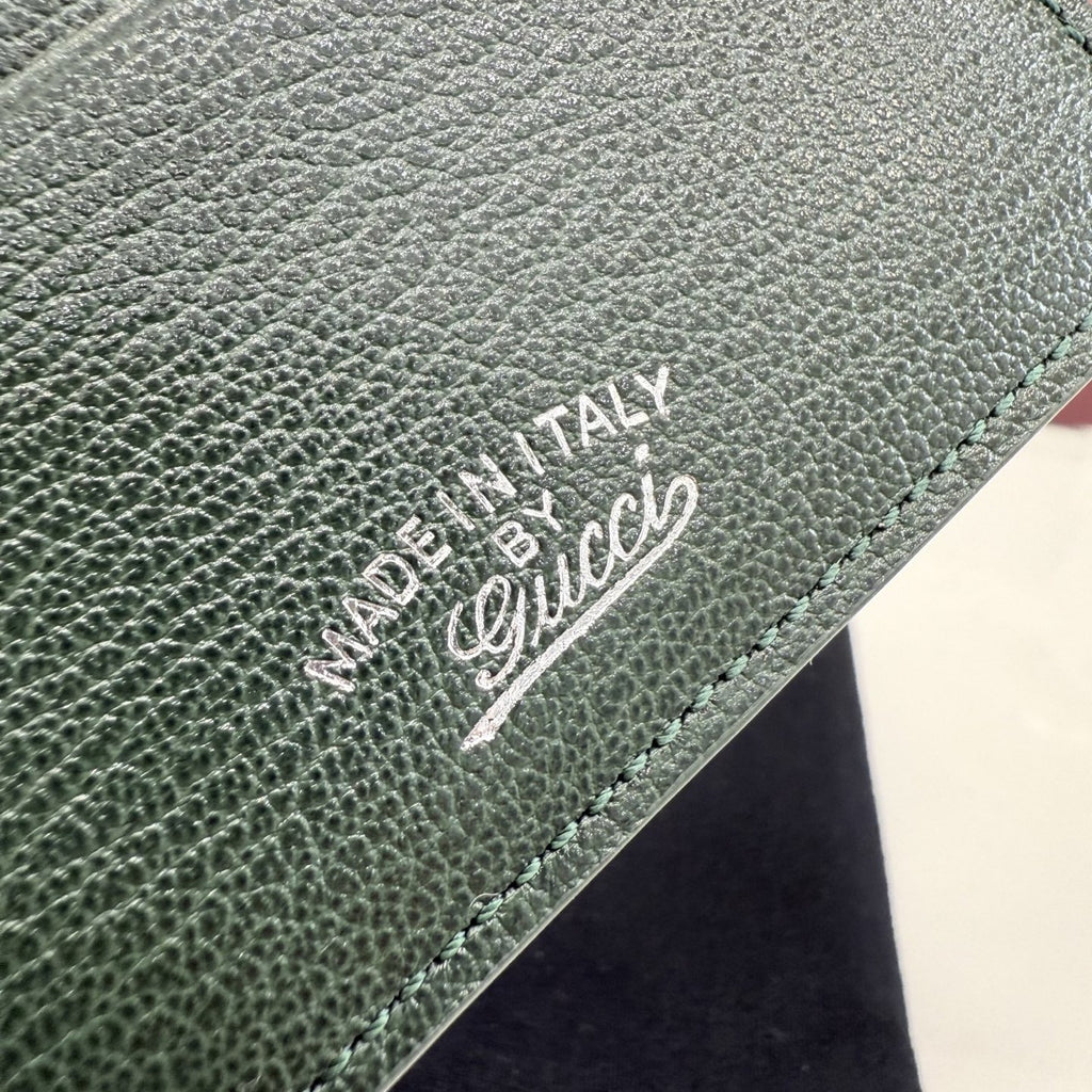 Gucci Green Leather Logo Card Holder