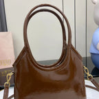 Miu Miu Brown Patent Leather Logo Tote Bag