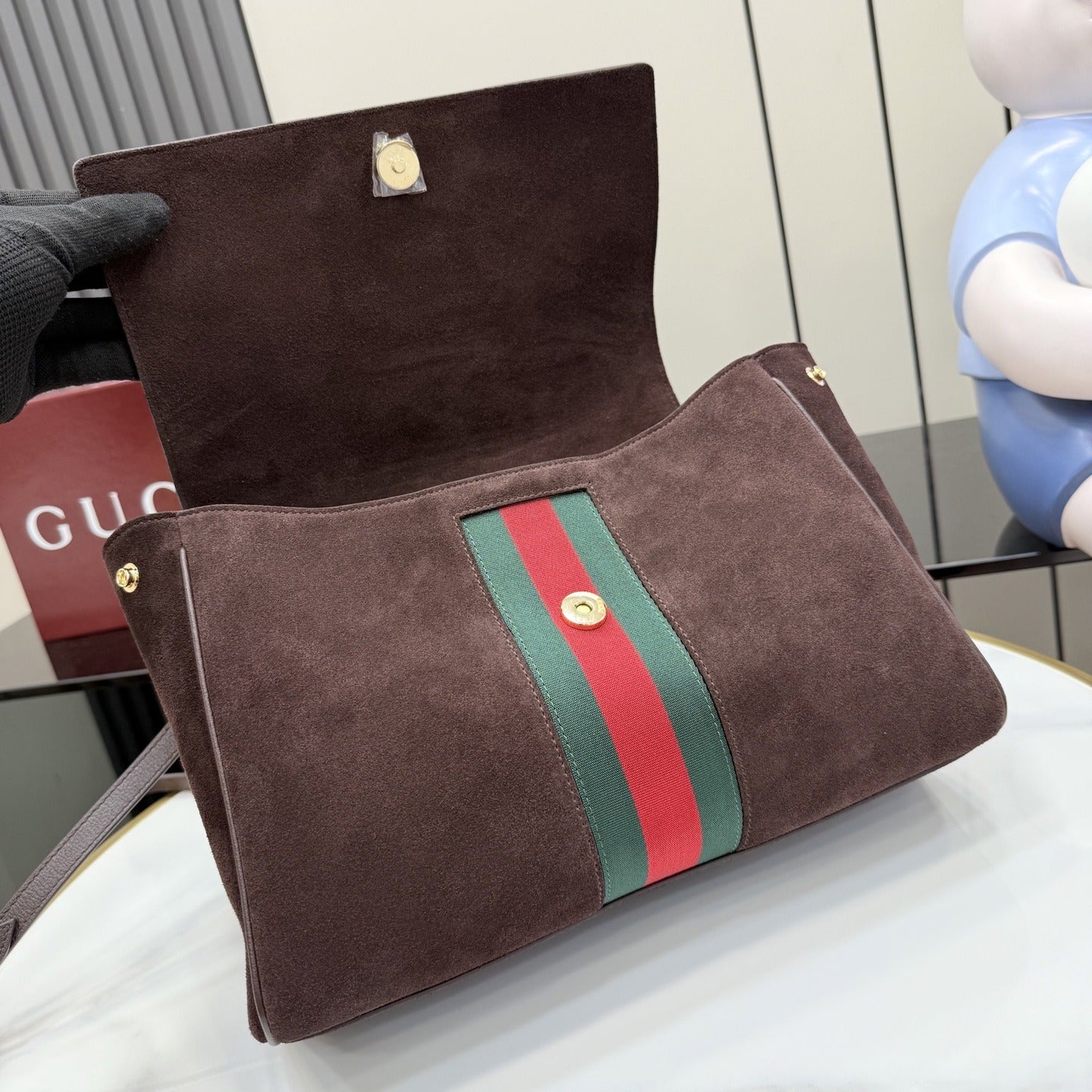 Gucci Brown Leather & Canvas Logo Handbag