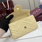 Gucci Yellow Leather GG Marmont Clutch