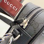 Gucci Black Canvas & Leather Zip Crossbody Bag