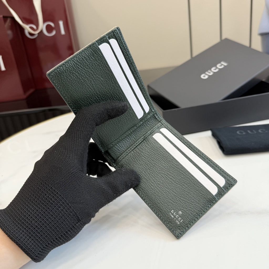 Gucci Green Canvas & Leather Logo Wallet