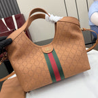 Gucci Brown Leather & Canvas Double G Tote Bag