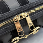 Gucci Black Leather & Canvas Horsebit Handbag