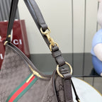 Gucci Brown Canvas & Leather Zip Shoulder Bag