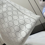 Gucci White Leather Openwork Tote Bag