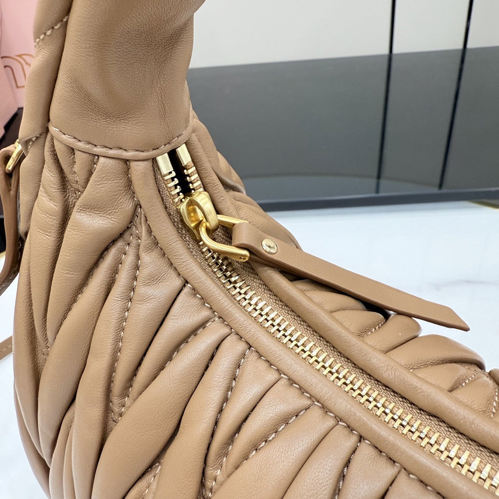Miu Miu Brown Lambskin Leather Vintage-Finish Handbag
