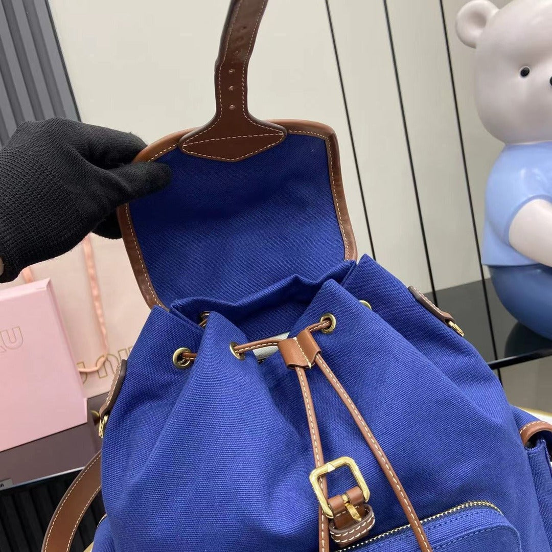 Miu Miu Brown Canvas & Calfskin Leather Backpack
