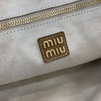 Miu Miu Brown Leather Logo Tote Bag