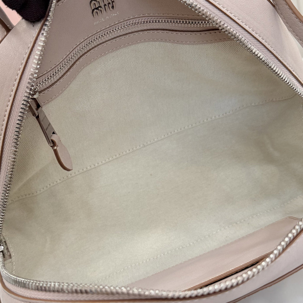 Miu Miu Leather & Linen Logo Handbag