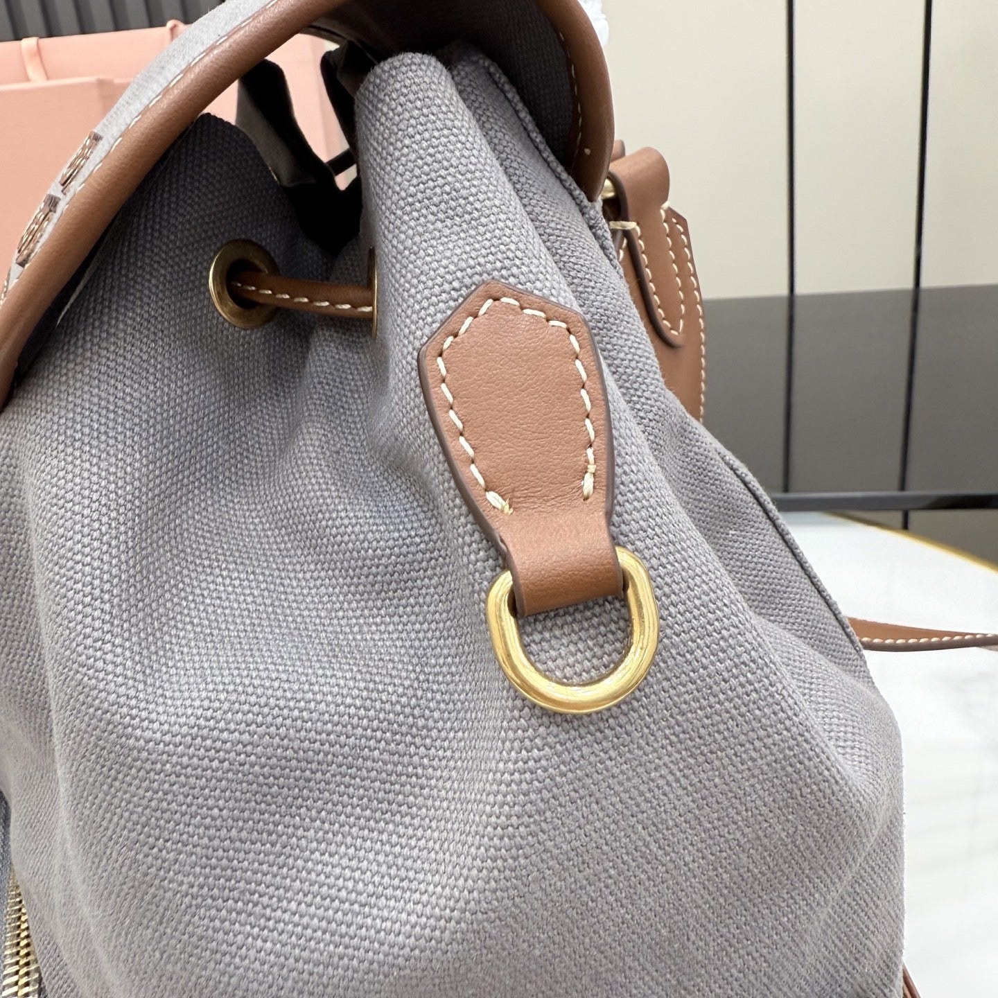 Miu Miu Brown Canvas & Calfskin Leather Backpack