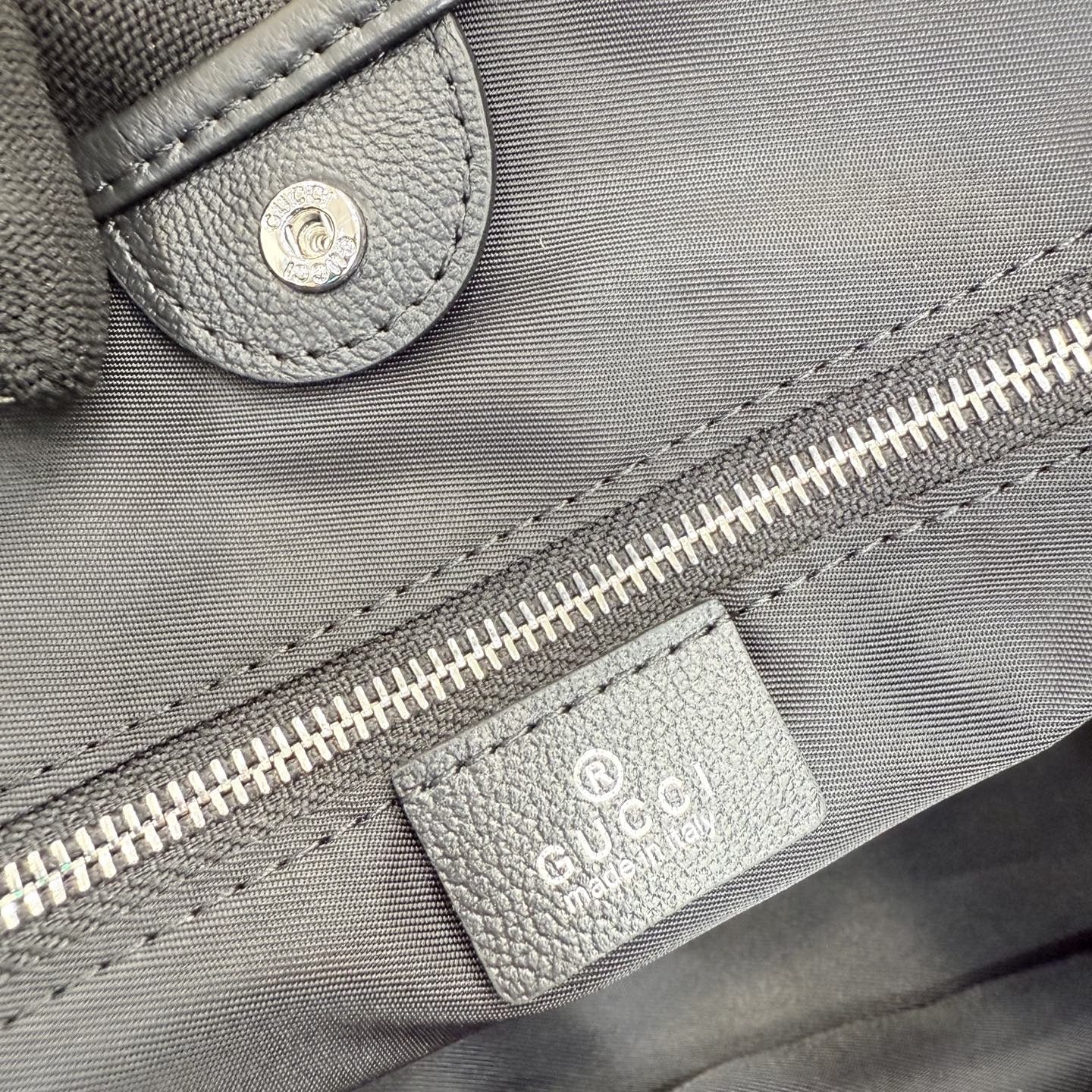Gucci Black Denim & Leather Logo Tote Bag