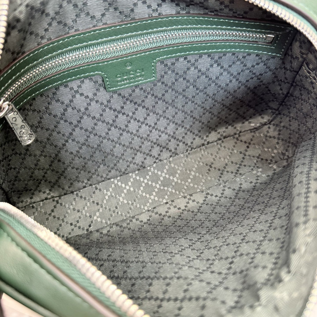 Gucci Green Leather & Canvas Logo Crossbody Bag