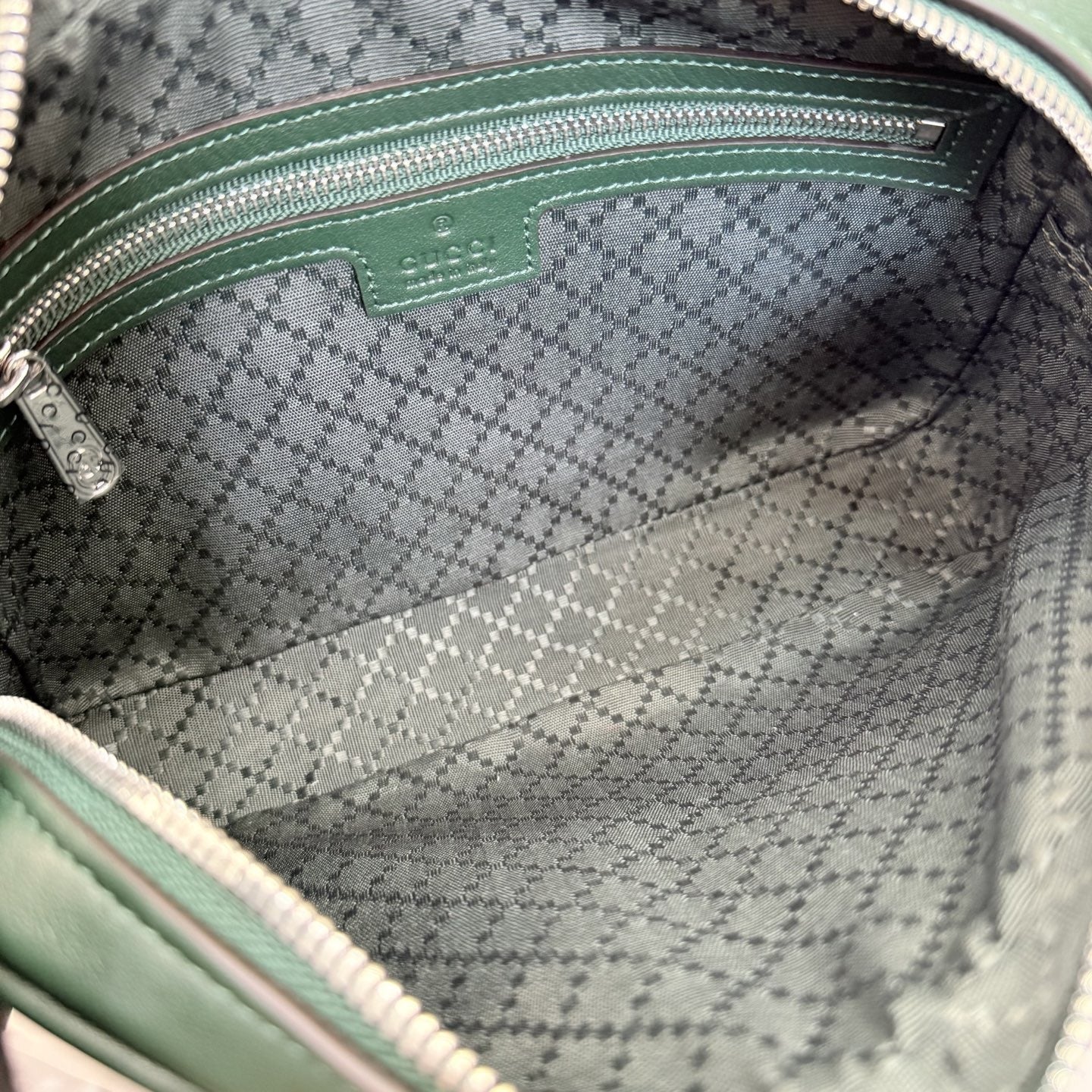 Gucci Green Leather & Canvas Logo Crossbody Bag