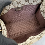 Gucci Brown Leather & Canvas Logo Tote Bag
