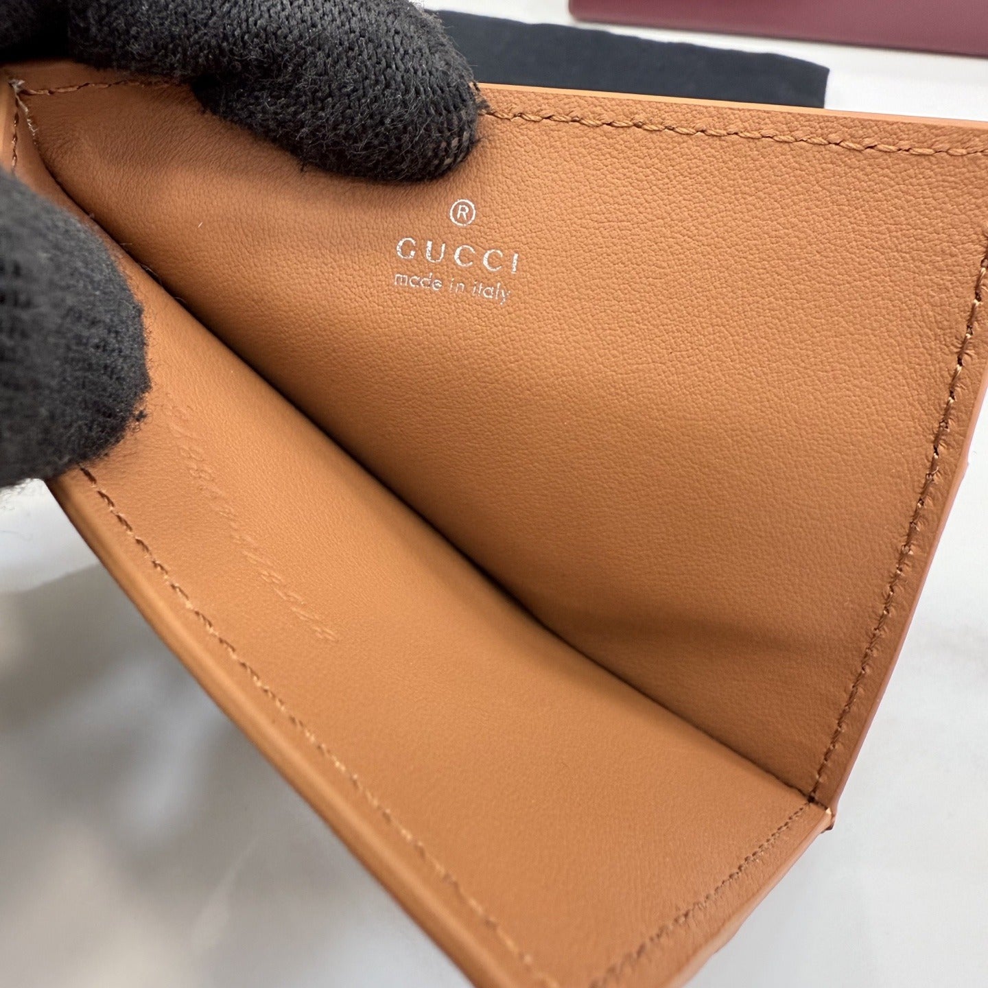 Gucci Brown Leather Openwork Card Holder