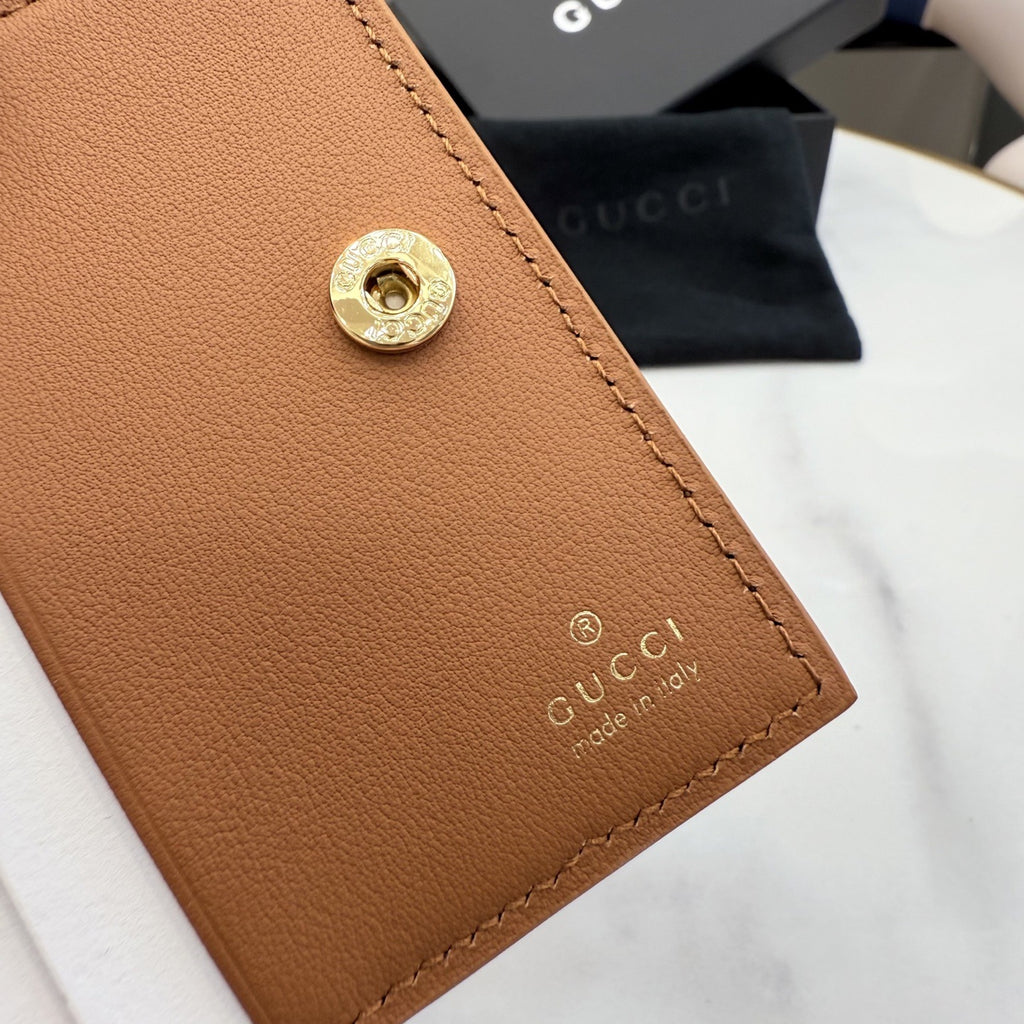 Gucci Brown Leather Openwork Wallet