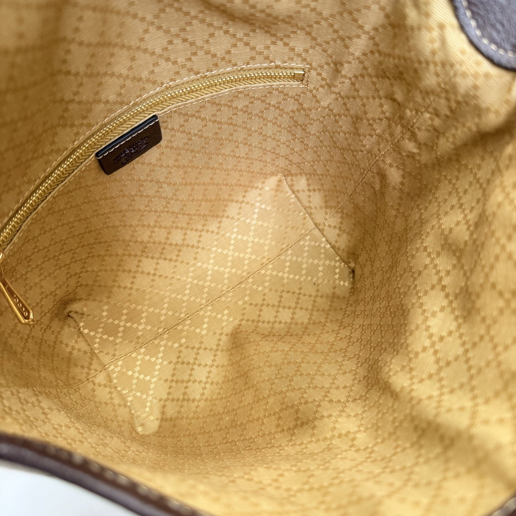 Gucci Brown Canvas & Leather Lock Handbag