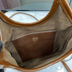 Miu Miu Brown Patent Leather Logo Tote Bag