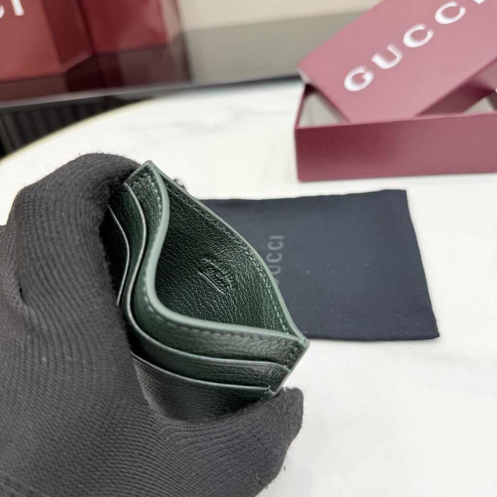 Gucci Green Leather Logo Card Holder