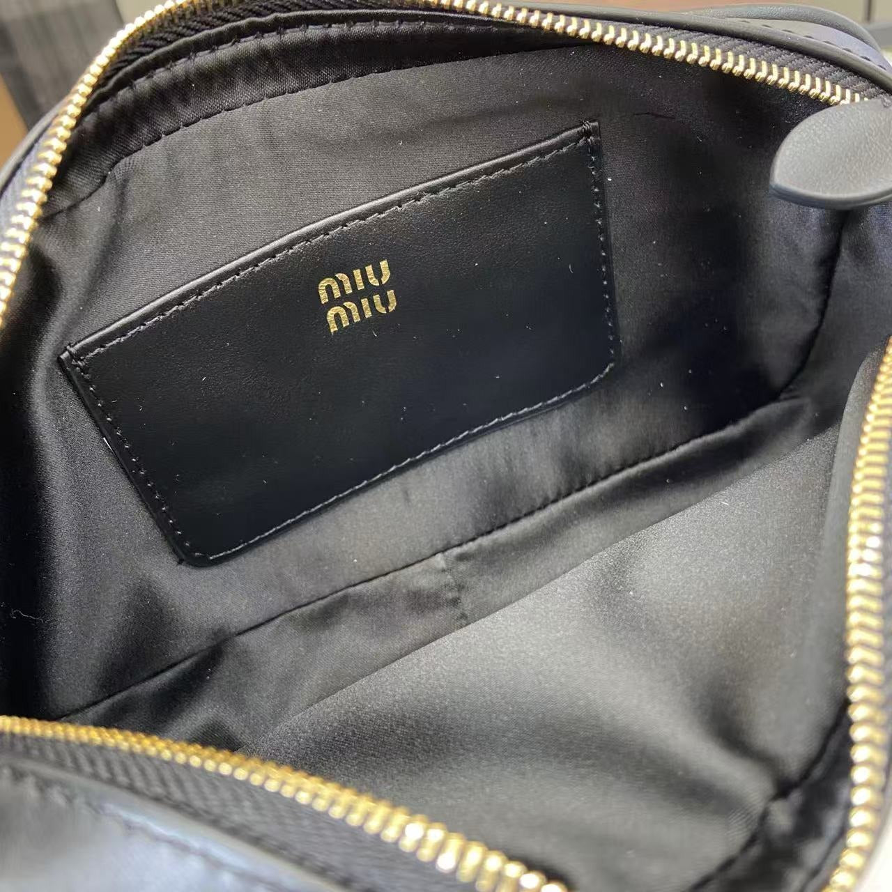 Miu Miu Black Calfskin Leather & Cotton Colorblock Handbag