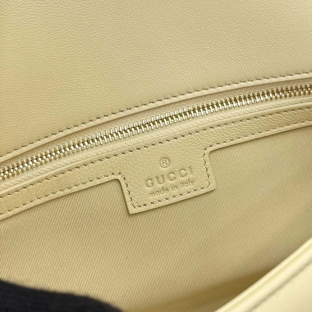 Gucci Yellow Lambskin Leather GG Marmont Shoulder Bag