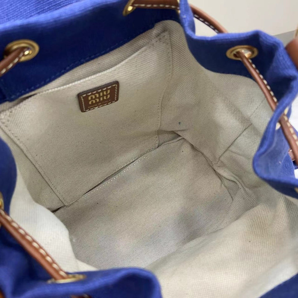 Miu Miu Brown Canvas & Calfskin Leather Backpack