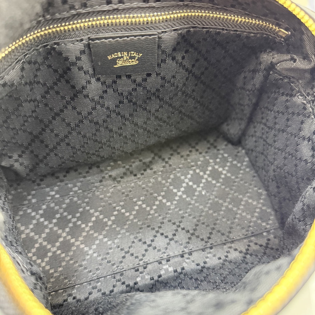 Gucci Black Leather & Canvas Horsebit Crossbody Bag