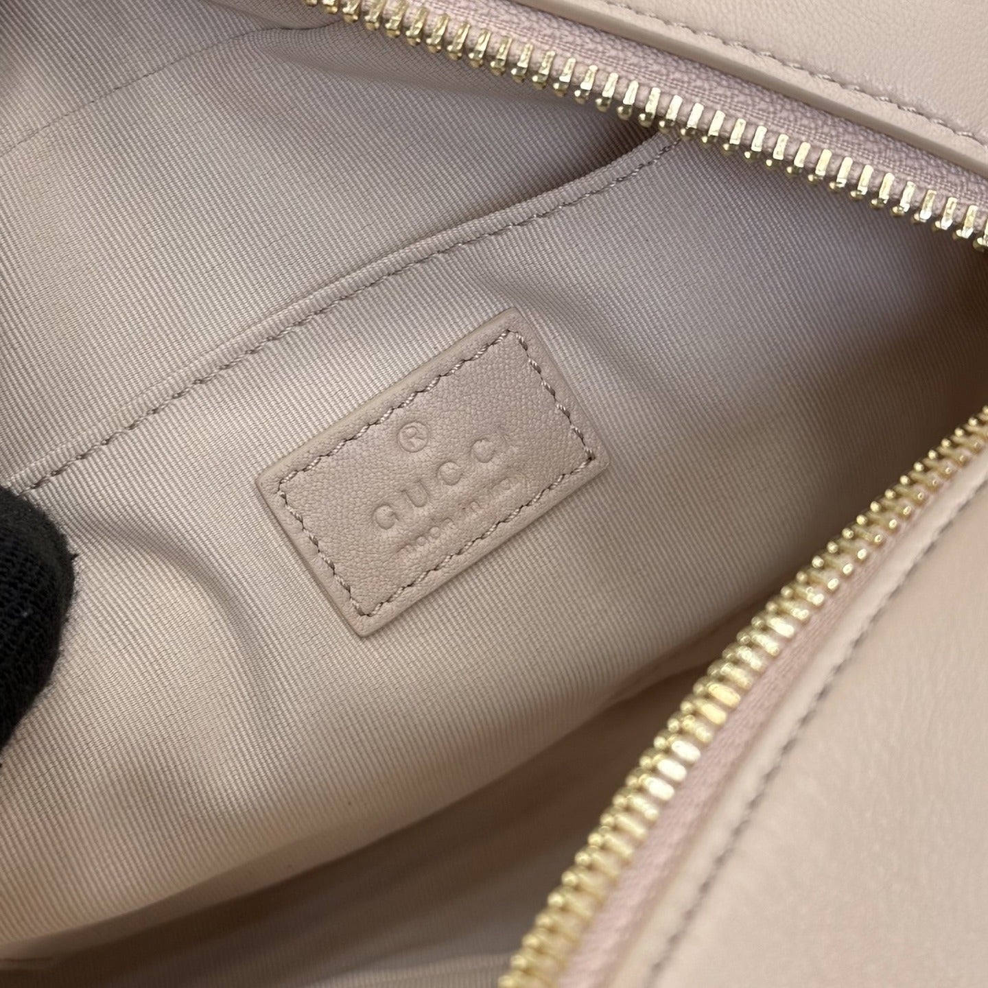 Gucci Beige Lambskin Leather GG Marmont Crossbody Bag
