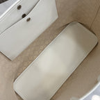 Gucci White Leather Openwork Tote Bag