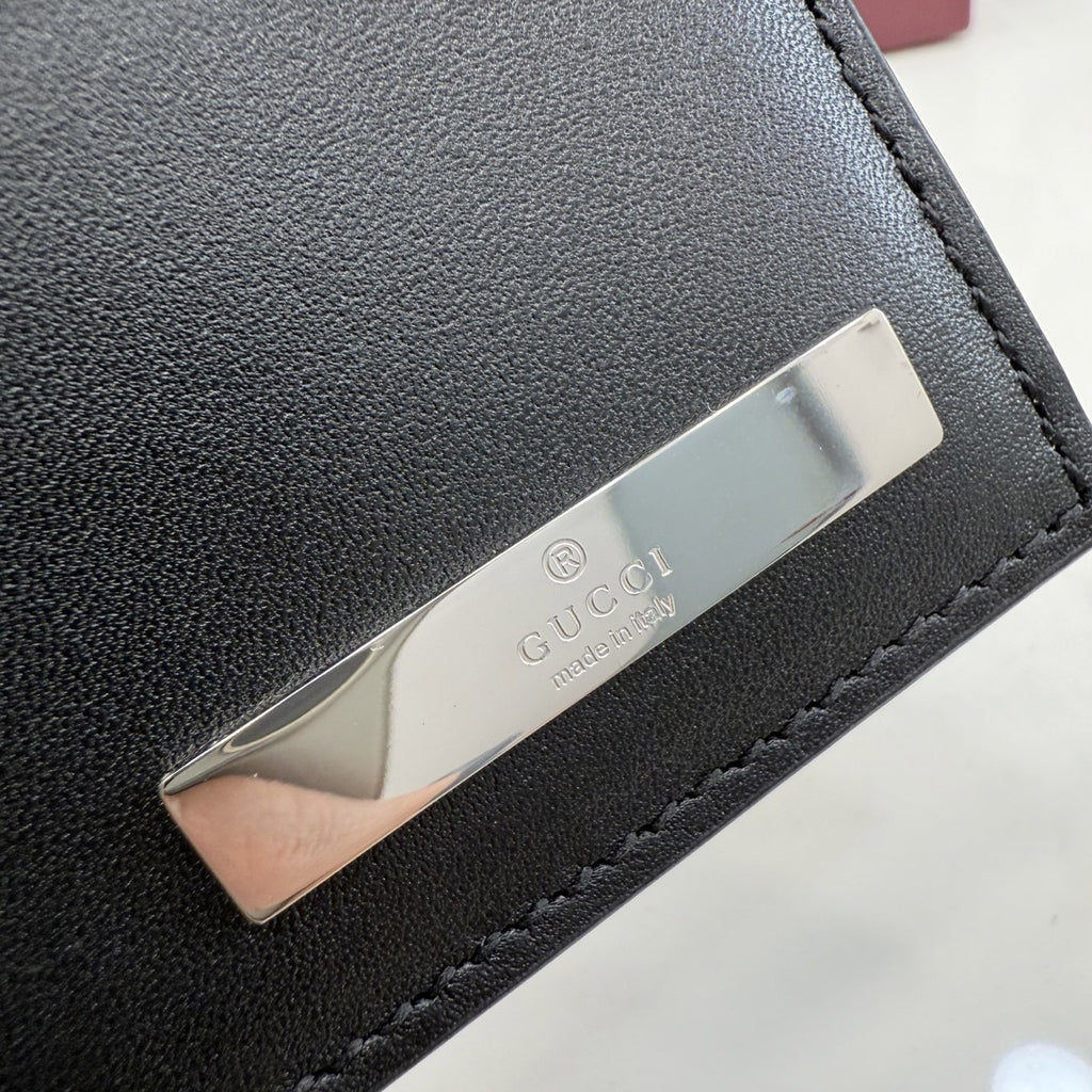 Gucci Black Leather & Canvas Card Holder