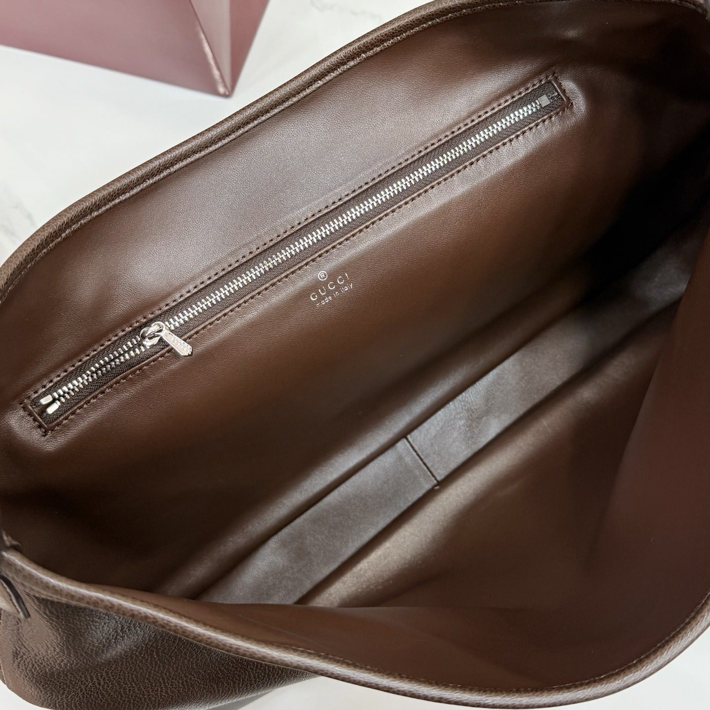 Gucci Brown Lambskin Leather Jackie 1961 Crossbody Bag