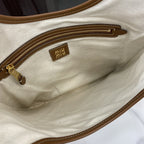 Miu Miu Brown Canvas & Leather Logo Tote Bag