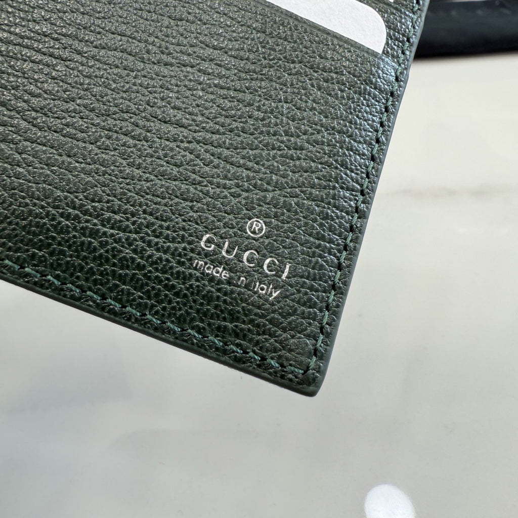 Gucci Green Canvas & Leather Logo Wallet