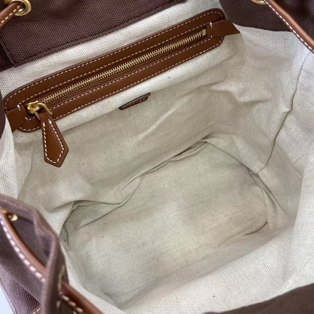 Miu Miu Brown Canvas & Calfskin Leather Backpack