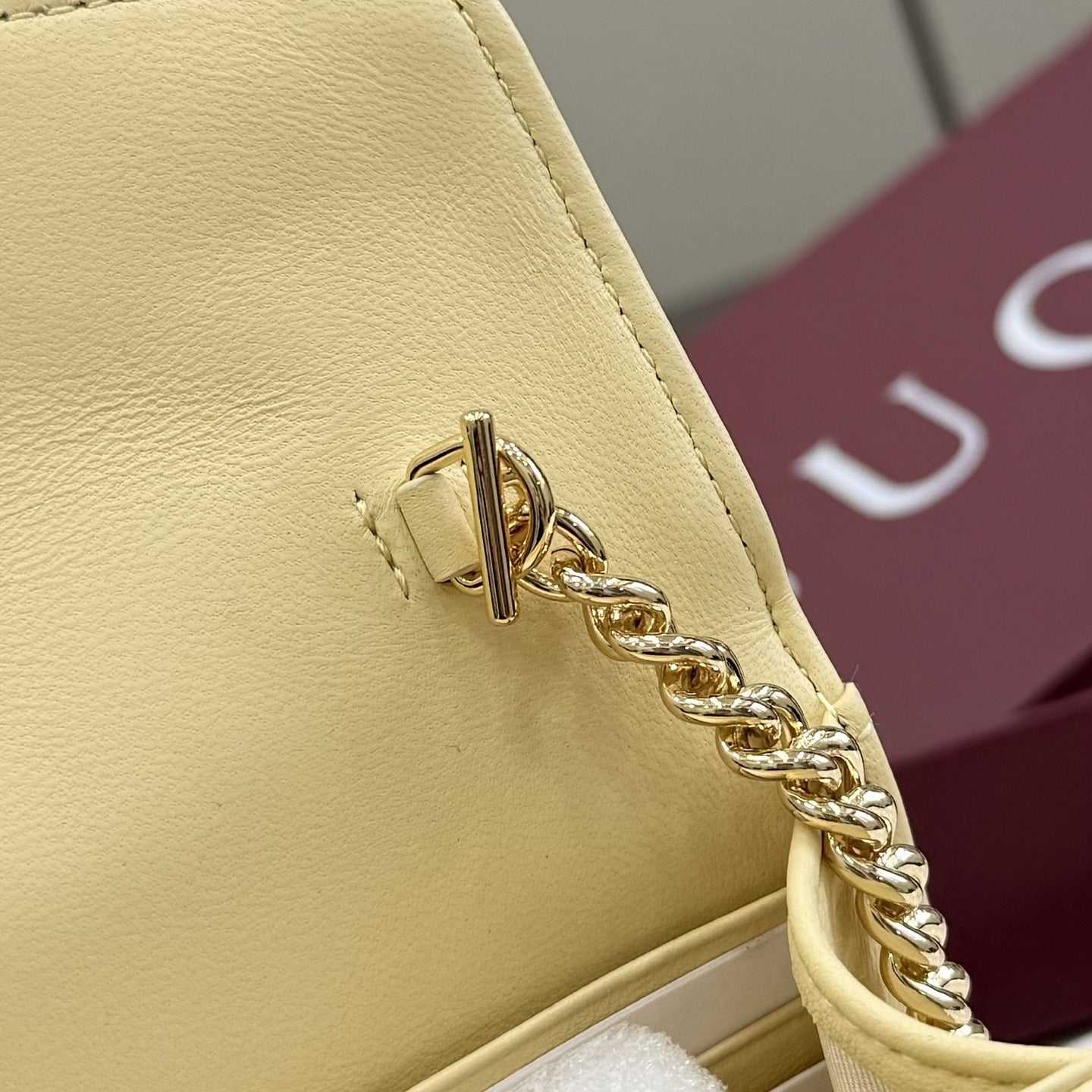 Gucci Yellow Leather GG Marmont Clutch
